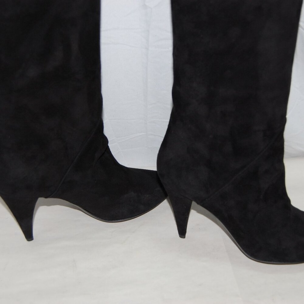 39/8.5❤️SAINT LAURENT NIKI Black Leather Over Knee Thigh HIGH Heels BOOTS ITALY - Picture 11 of 16